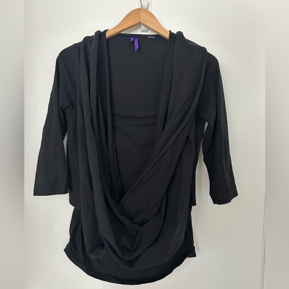 Seraphine Maternity Black Nursing Skin-to-Skin Wrap Top (S)